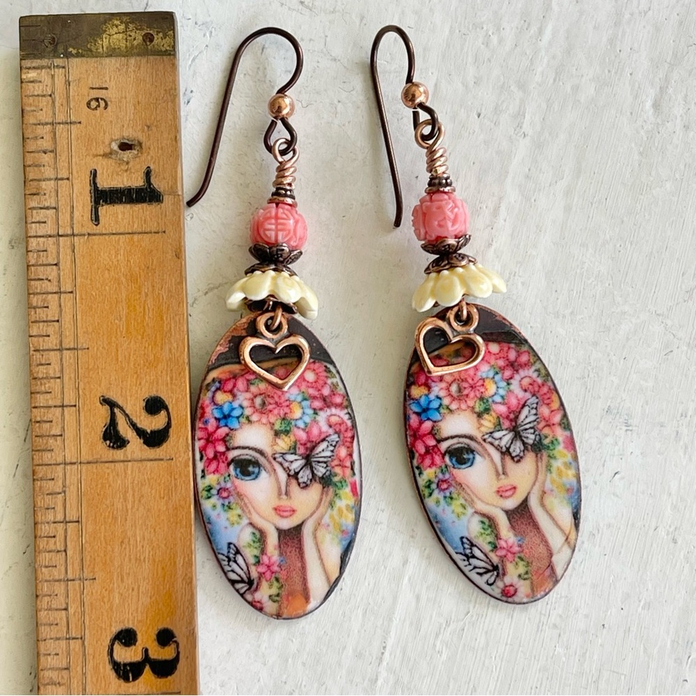 ARTISAN Earrings “Butterfly Garden Fairy” - Dangles - Picture 10 of 12